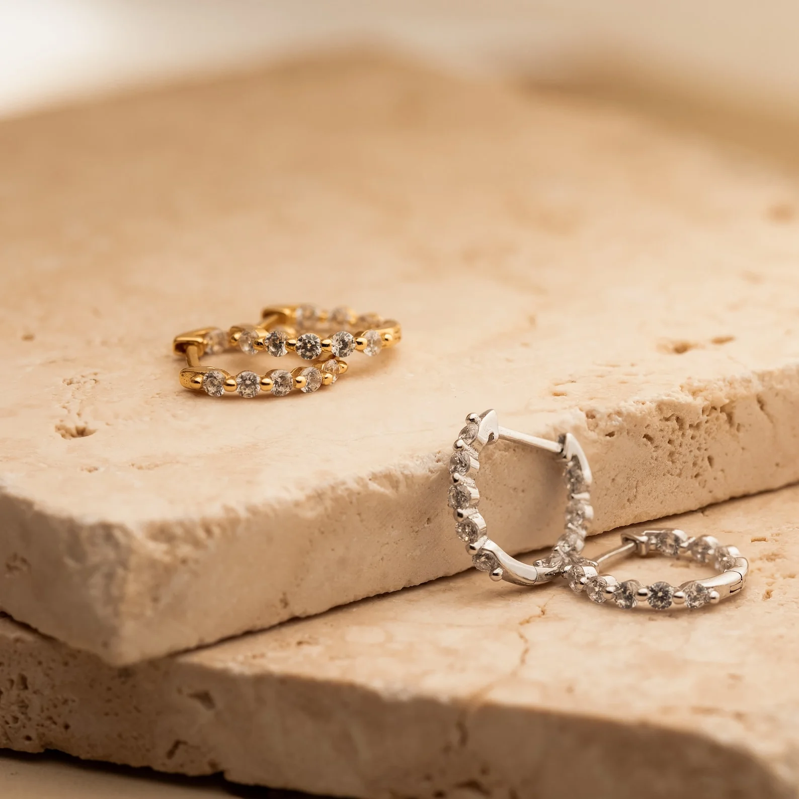 Inside Out Diamond Huggies in 18K Gold - Image 4
