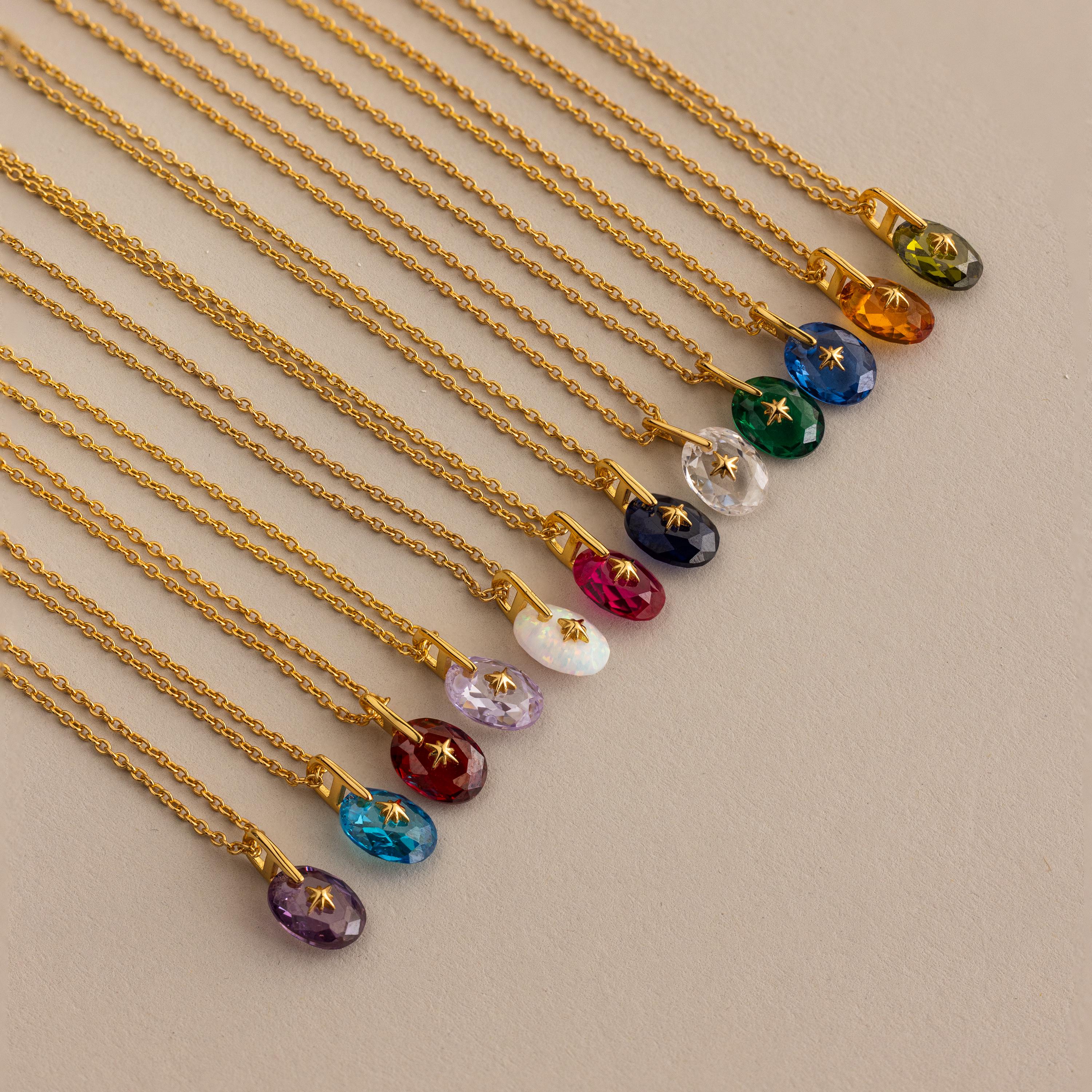 North Star Birthstone Signet Necklace in Topaz - Image 5